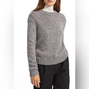 Theory Speckled Wool Alpaca Heather Gray Crewneck Sweater Pullover Size Small
